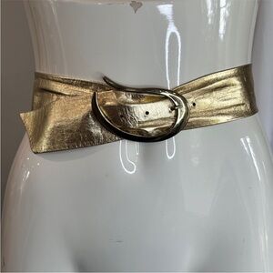 Vintage Emmanuel Metallic Gold Leather Belt
